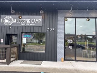 Big Timber Logging Camp taproom entrance and sign at 737 William Avenue in Davis