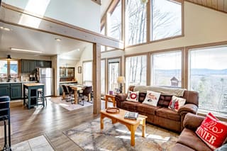 Living room with winter theme and updated dining room